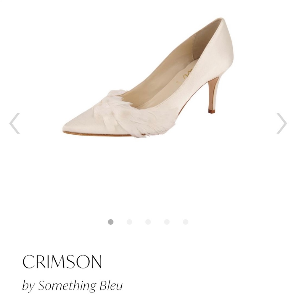 Something Bleu Crimson Ivory Satin Pumps - Picture 1 of 11